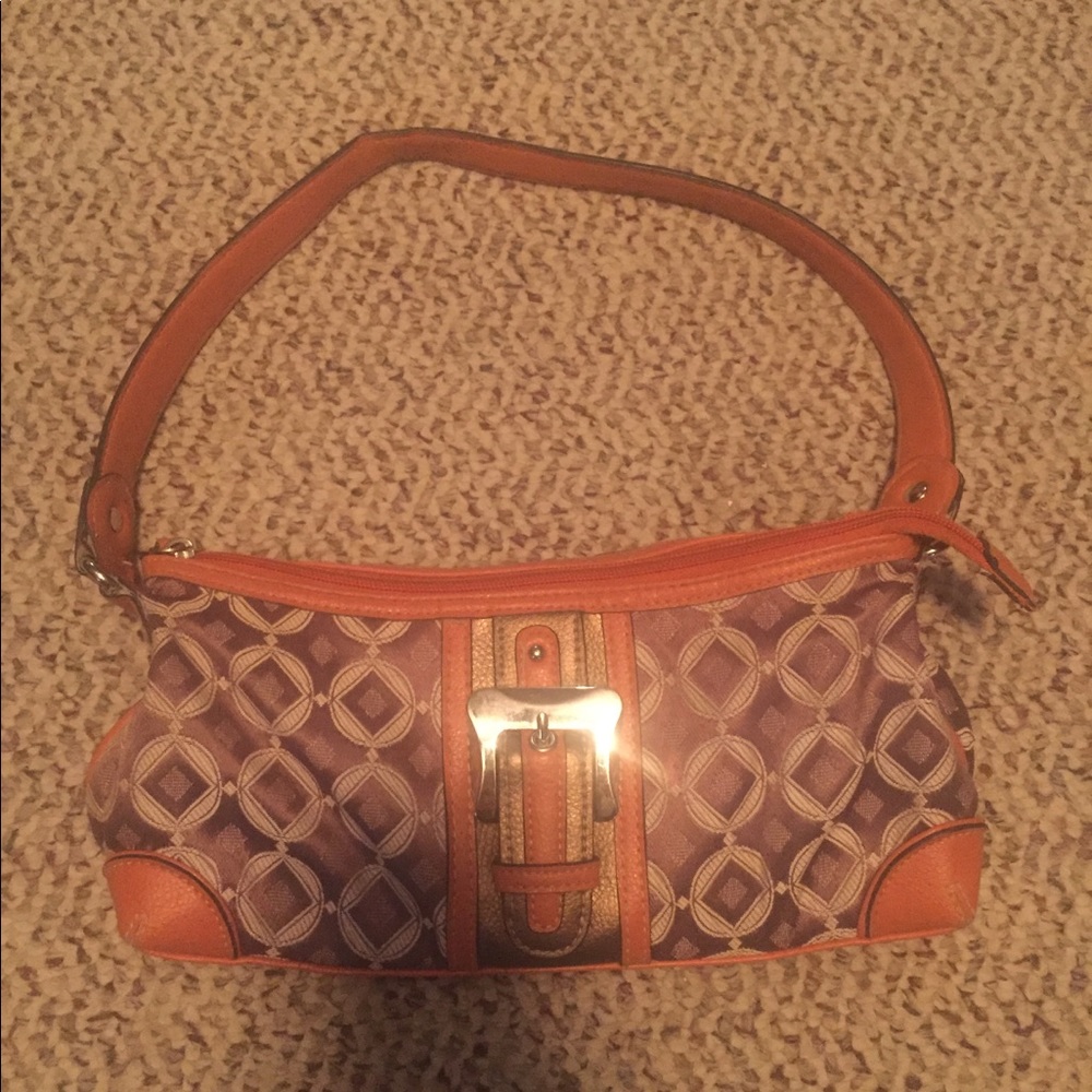 Brown and orange hand bag.
